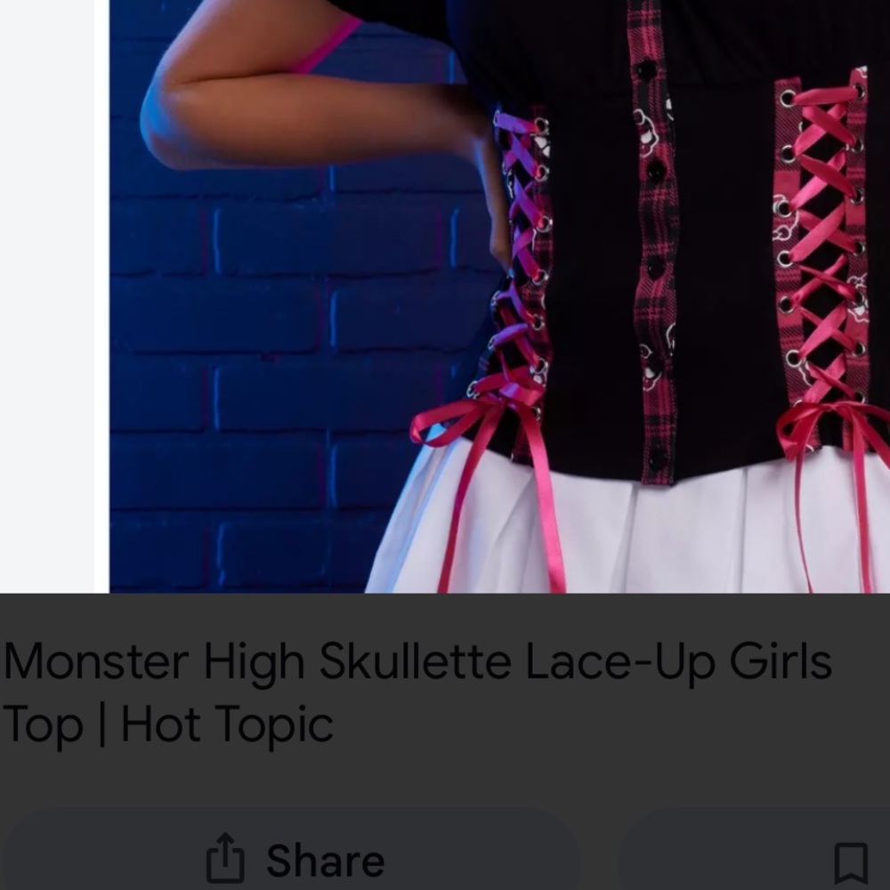 Monster High Skullette Lace Up Corset Top Goth Alt Fashion Halloween - Picture 4 of 7